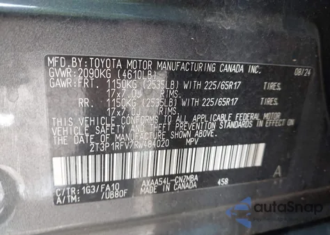 2024 Toyota Rav4 Xle from USA, damaged, VIN 2T3P1RFV7RW484020